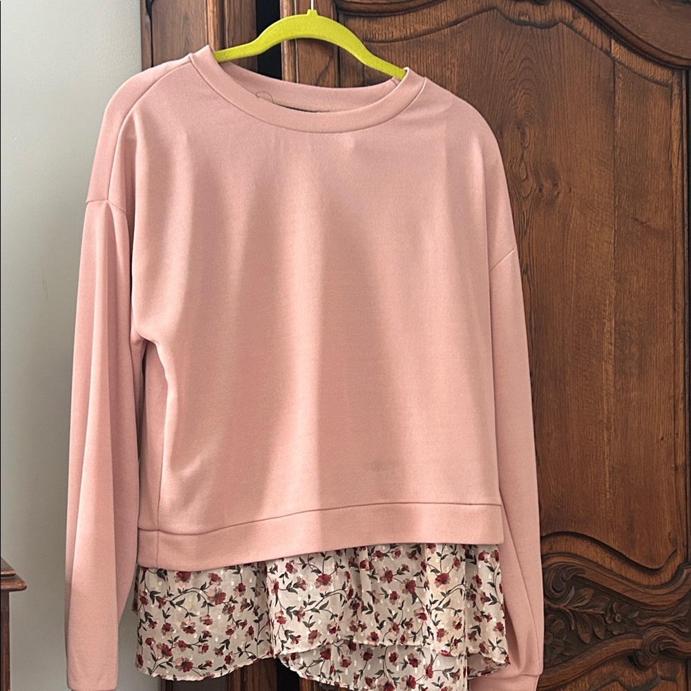 Pink Floral Layered Women's Jersey Top